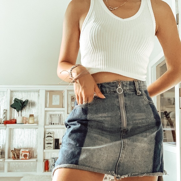 Two toned denim skirt - Picture 1 of 3